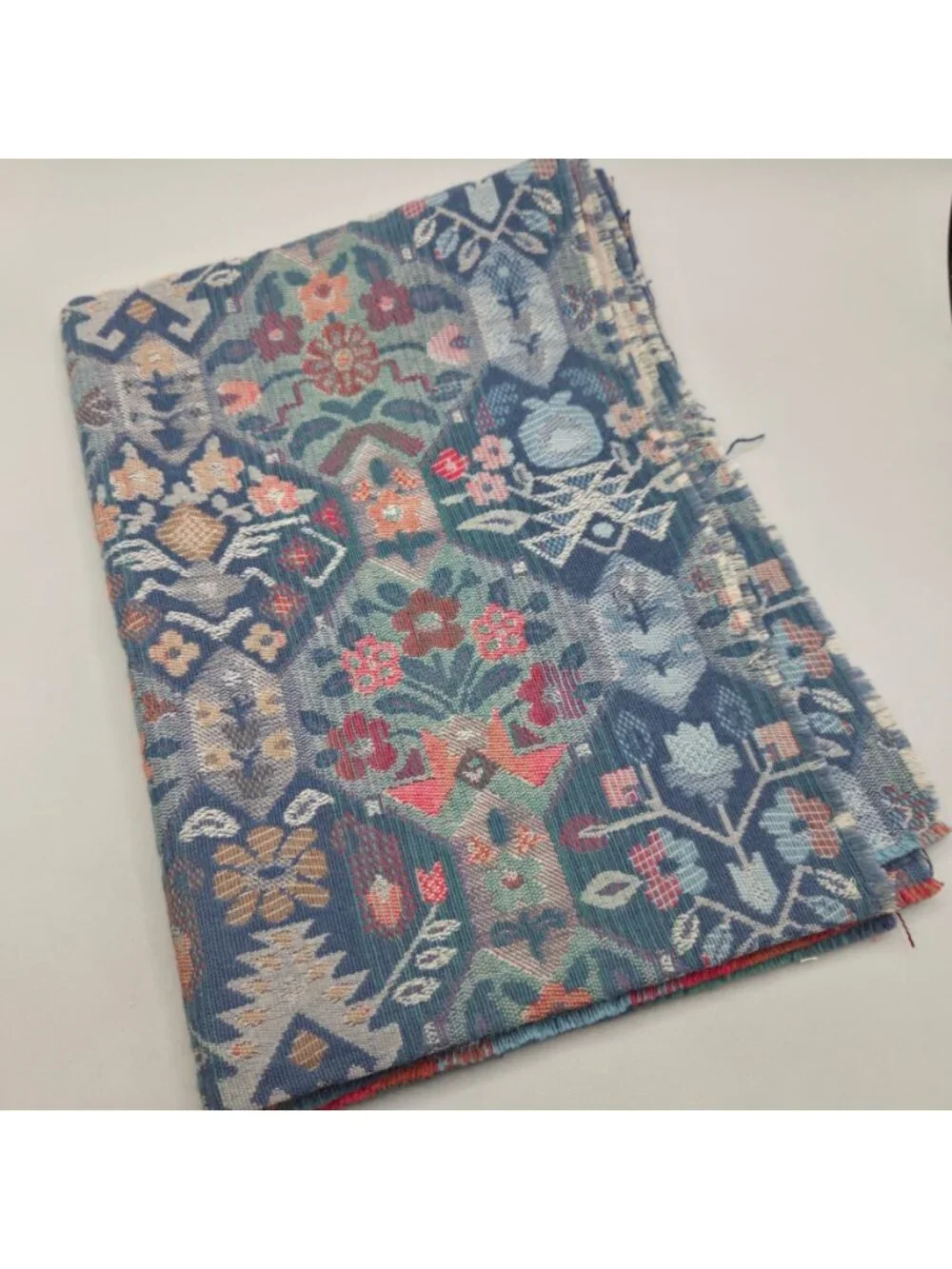 Vintage Kilim Jacquard Upholstery Fabric Remnant Boho Floral Geometric 56x20